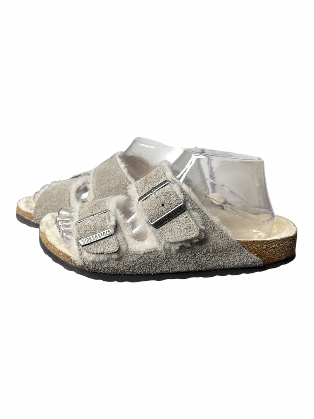 Birkenstock Light Beige Suede Double Buckle Shearling Sandals size 39 US 8.5